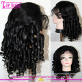 Qingdao factory supply 6a virgin brazilian human hair hand tid silk top full lace wig